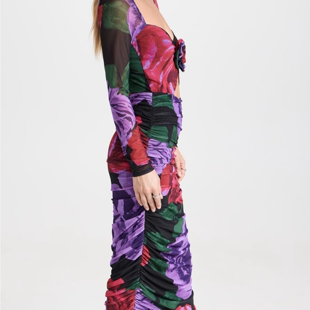 AFRM brand Sierra Rosette Midi Dress | “oversized bloom” pattern